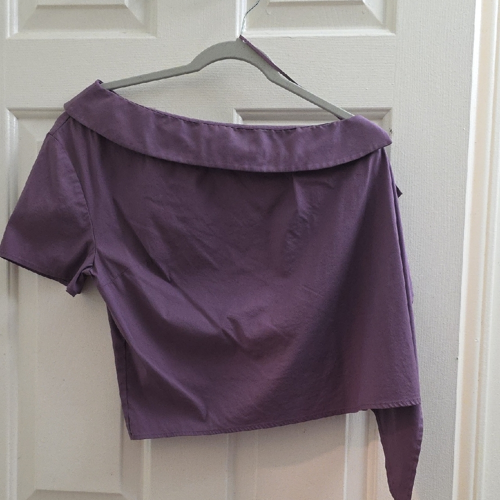 Express Purple Off-Shoulder Blouse
